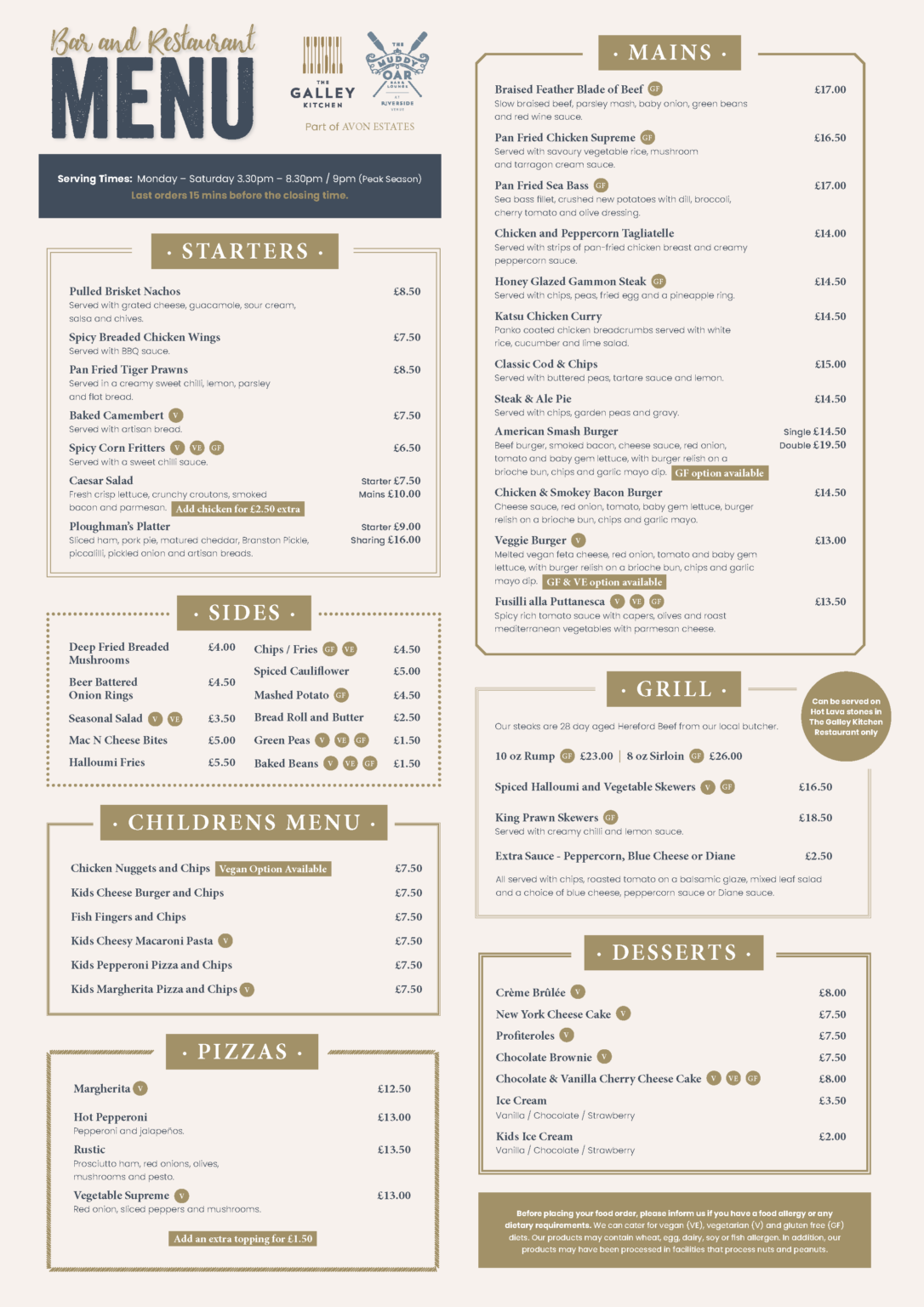 The Galley Kitchen Restaurant Opening Times - Avon Estates Ltd.